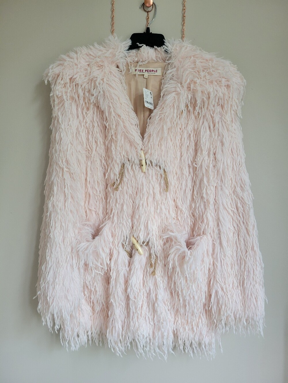 Free People Fluttering Hearts Faux Fur Mellow Rose Raspberry